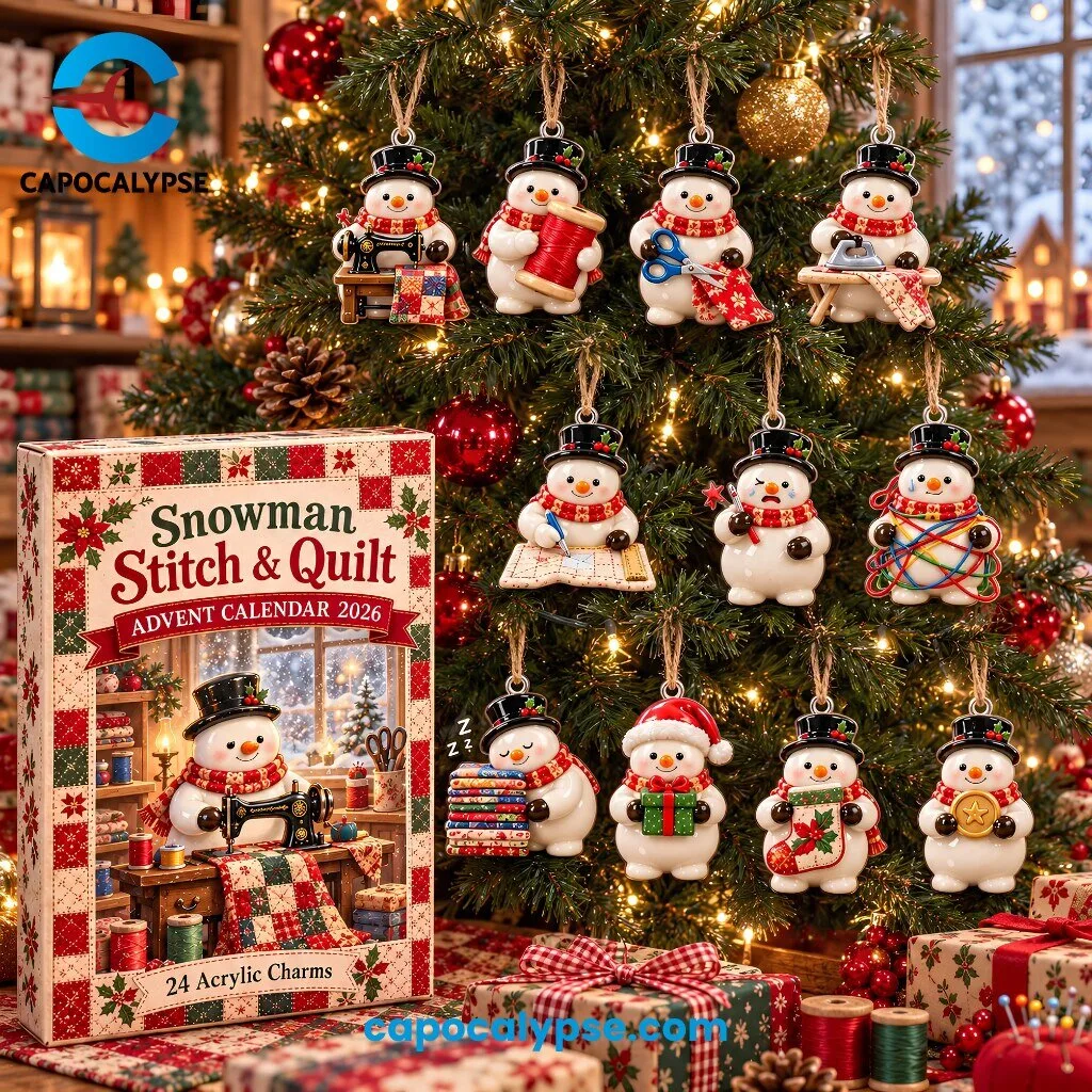 Snowman Stitch & Quilt Advent Calendar 2026 with 24 Acrylic Charms